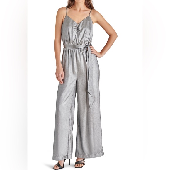 Steve Madden Metallic Crepe Jumpsuit - Picture 1 of 4